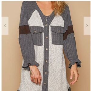 POL Long sleeve roomy fit cardigan, Or Dress, in textured knit NWOT